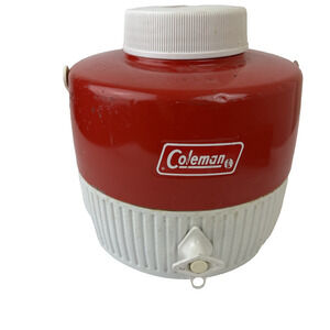 Vintage Coleman 1 Gallon Red/White Water Cooler Jug Spout